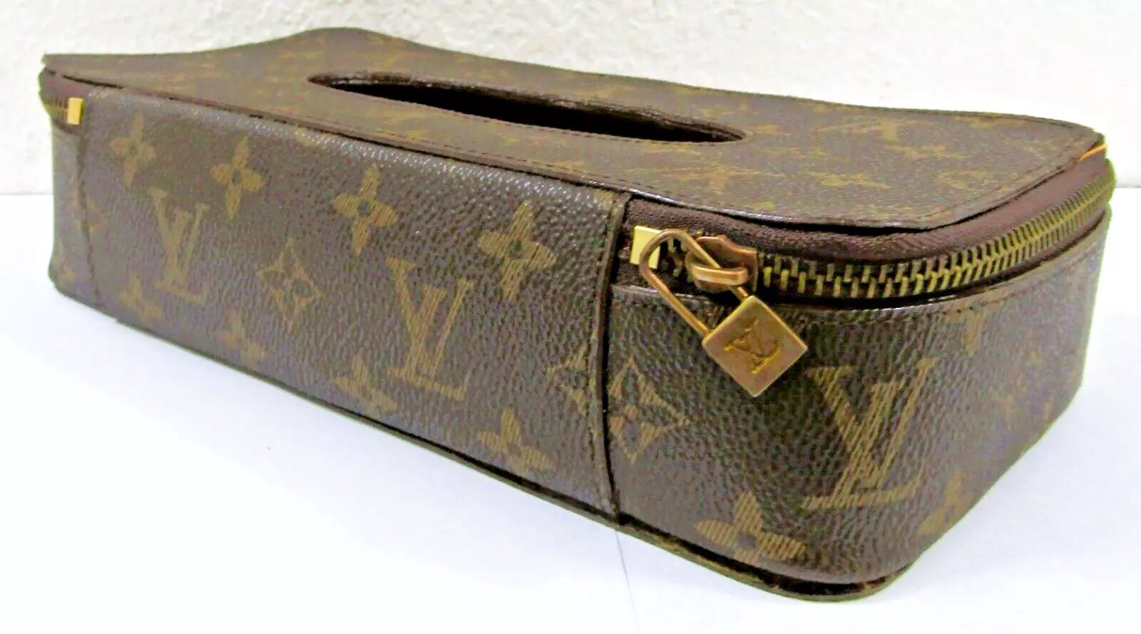Louis Vuitton Monogram Leather Zippered Tissue Holder Box | eBay