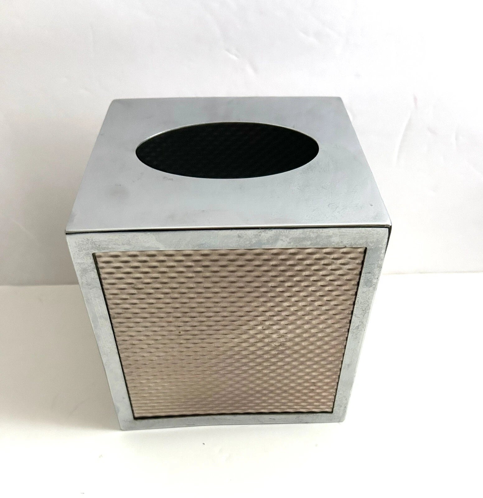 Metal Tissue Box Cover Holder Square Silver and Gold Tone Illusions Boutique  | eBay