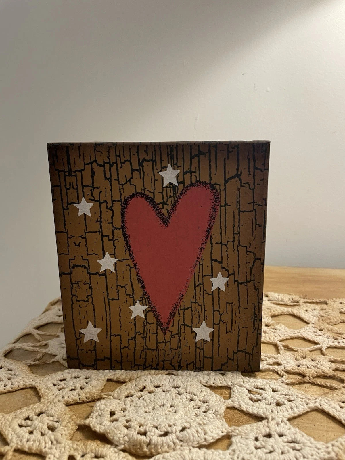 Primitive Country Tissue Box Cover Primitive Hearts Stars Preowned | eBay