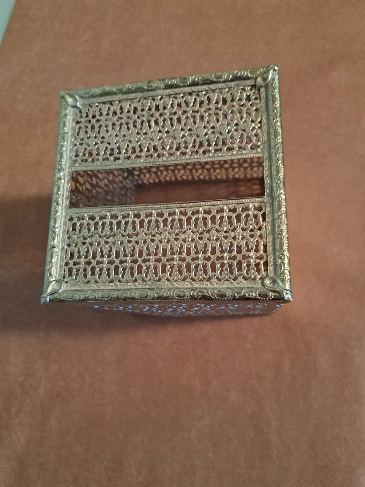MCM Gold Filagree Tissue Box Cover Square Metal | eBay