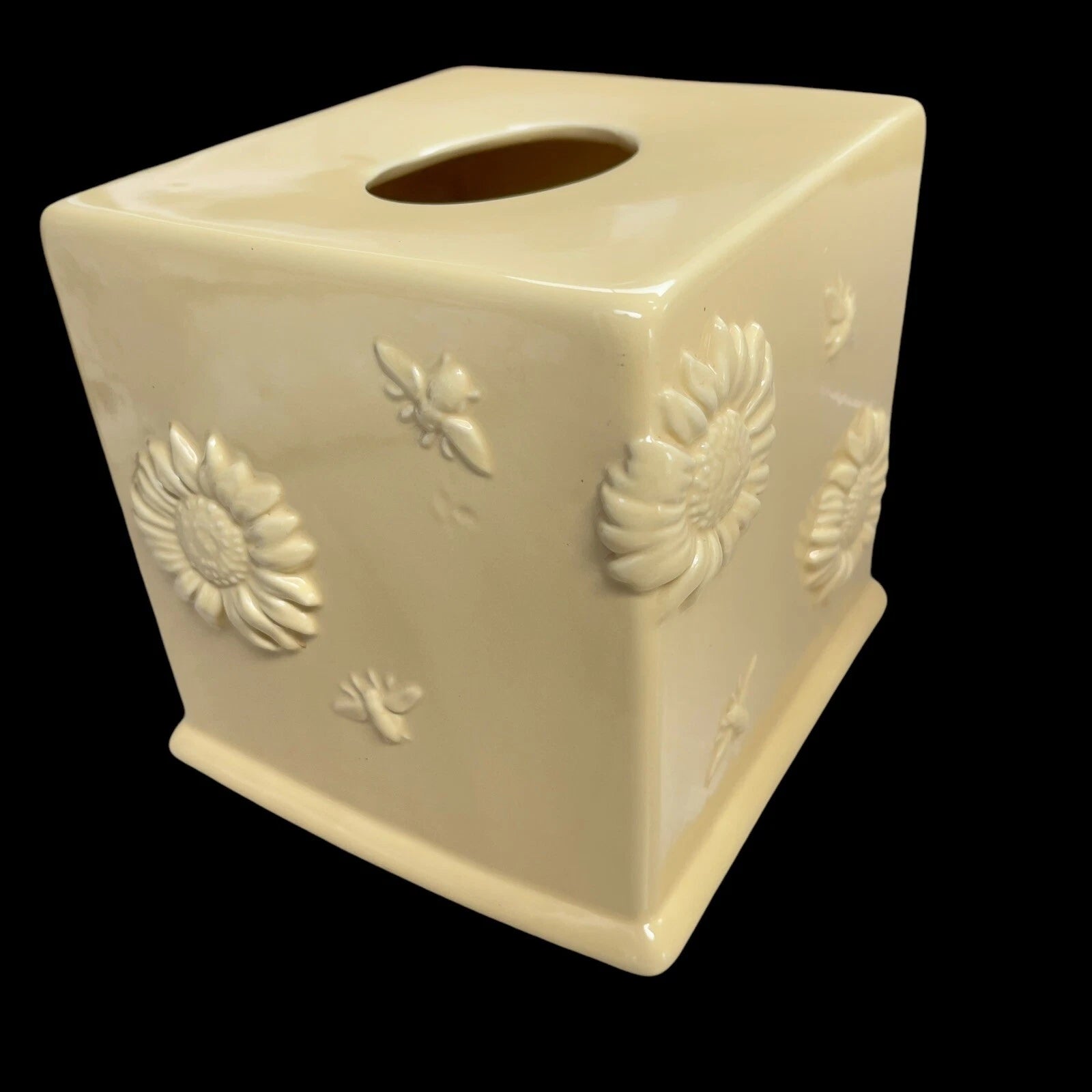 TISSUE BOX COVER Yellow Square TISSUE BOX HOLDER Flowers Bees | eBay