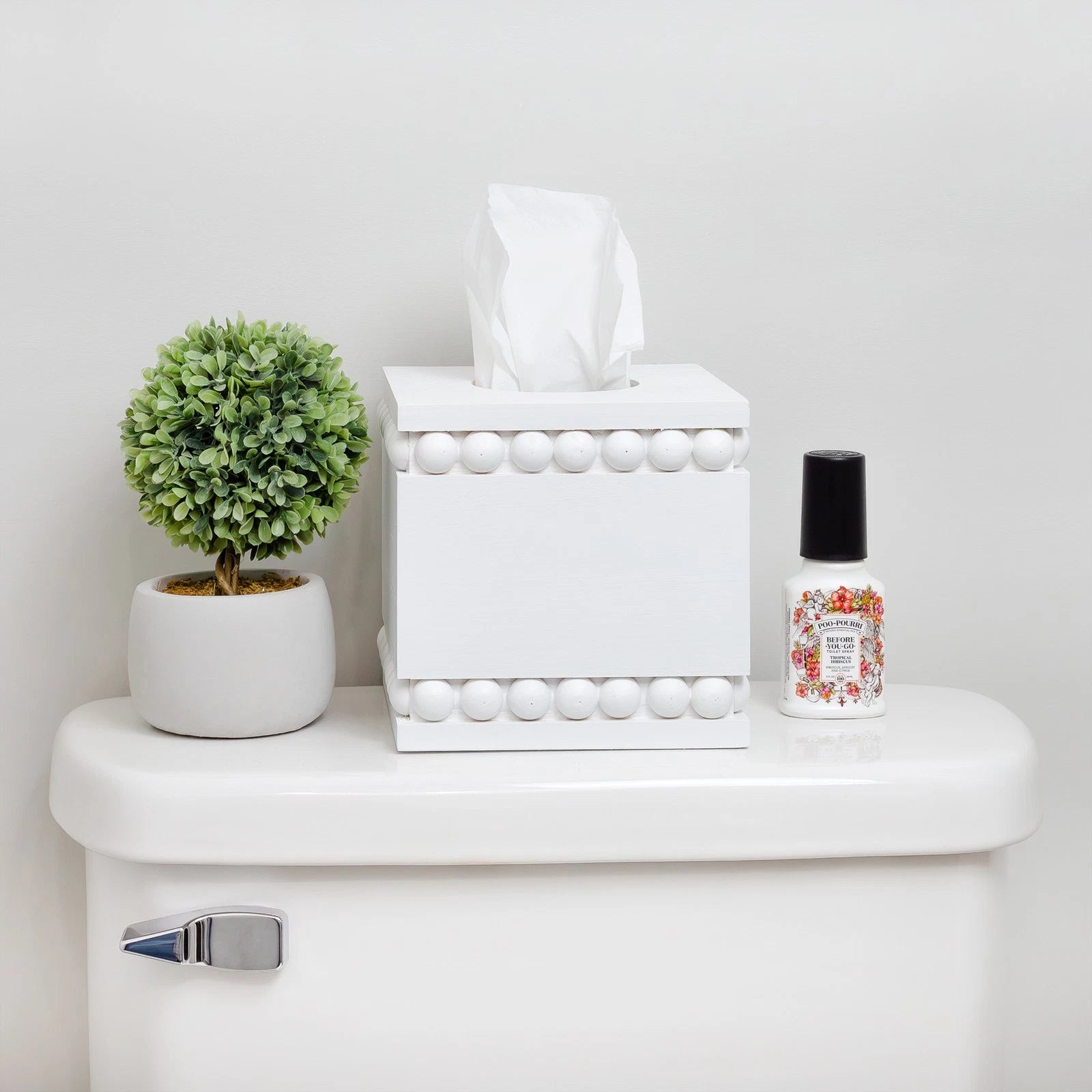 Beaded Tissue Box Cover, Square White; Rustic Farmhouse Wood Tissue Holder | eBay
