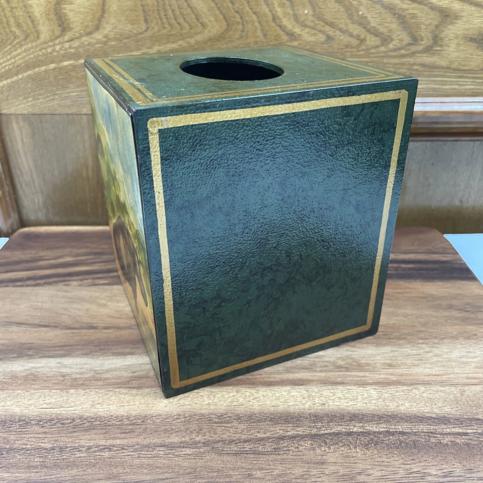 Hippo African Safari Antique Painted Print Animal Wood Green Tissue Box Cover | eBay