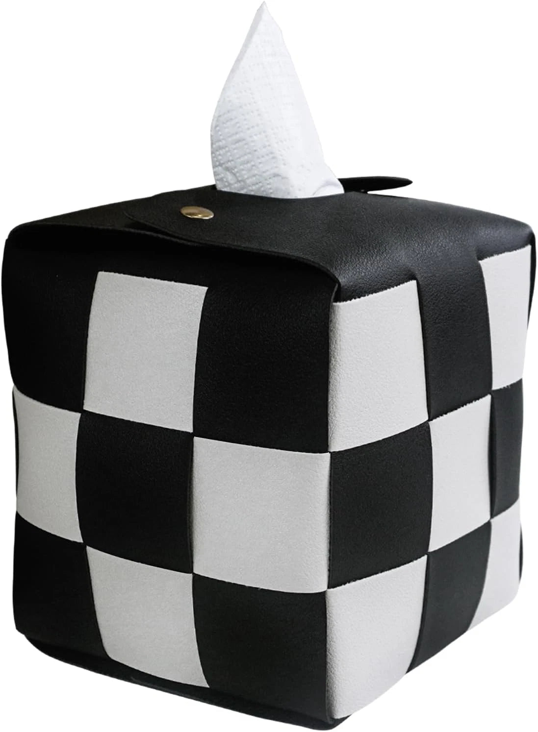 Tissue Box Cover, Square PU Leather Tissue Box Holder with Metal Buckle, Checker | eBay