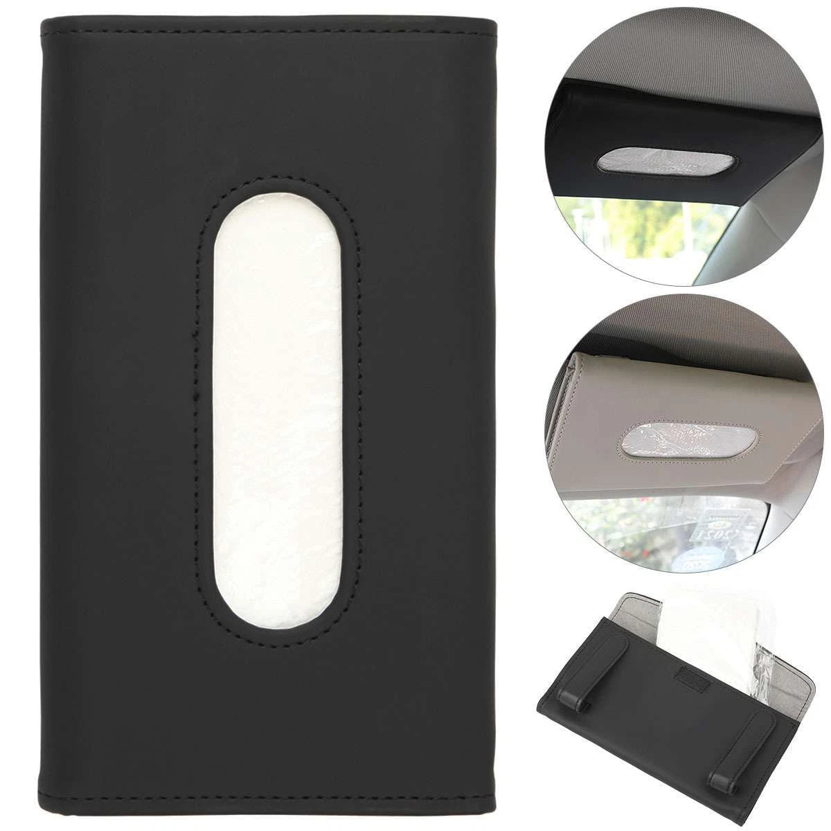 Car Sun Visor Tissue Dispenser Box Holder Universal PU Leather Paper Towel Case | eBay