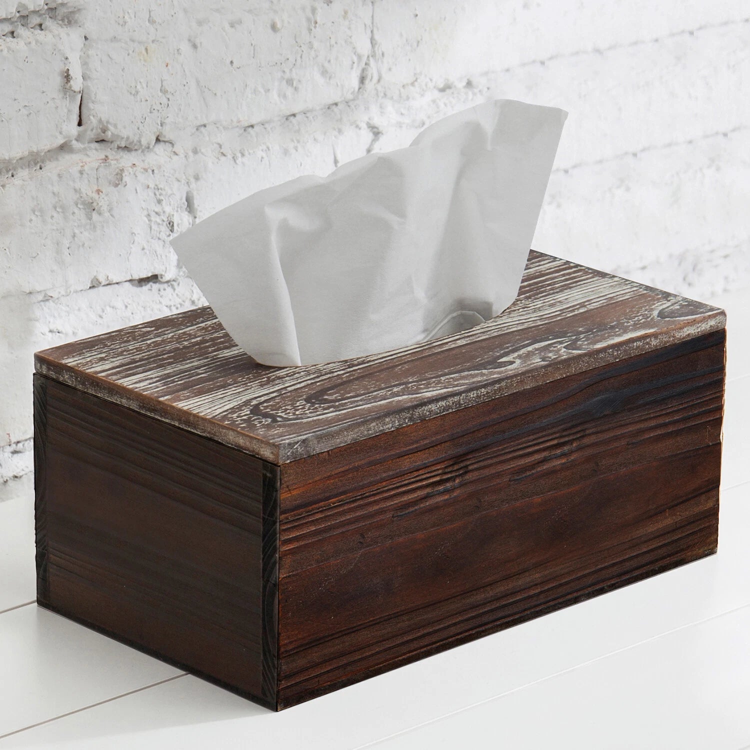MyGift Rustic Distressed Textured Torched Wood Rectangle Tissue Box Holder Cover | eBay