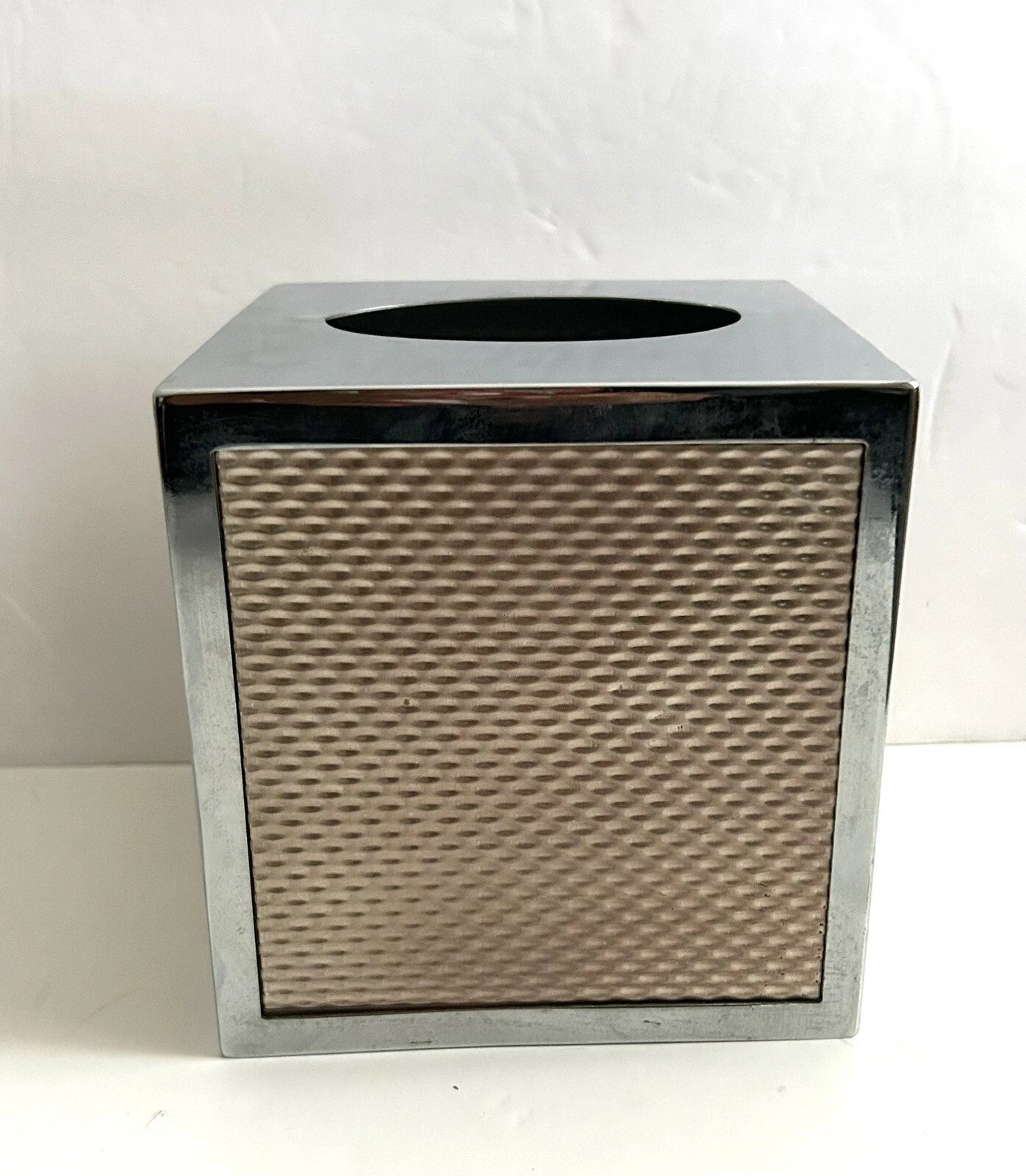 Metal Tissue Box Cover Holder Square Silver and Gold Tone Illusions Boutique ￼￼ | eBay