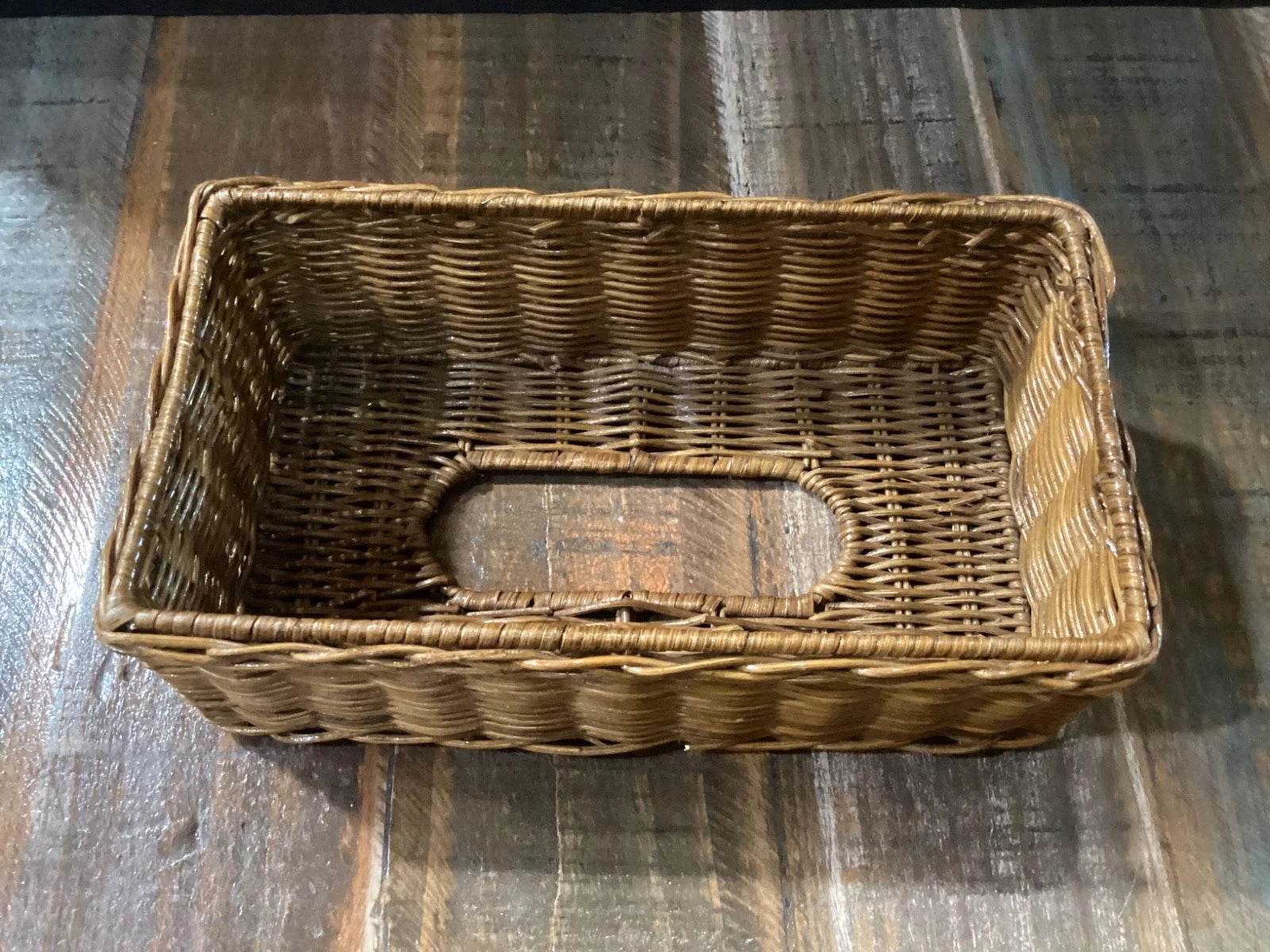 Vintage Wicker Rattan Tissue Box Cover Holder natural 10”x5.5” Boho | eBay