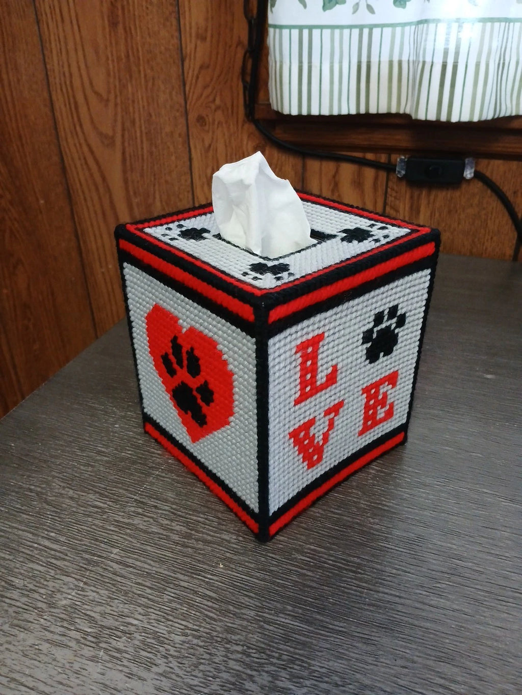 Love Paw Print Tissue Box Cover, Plastic Canvas | eBay