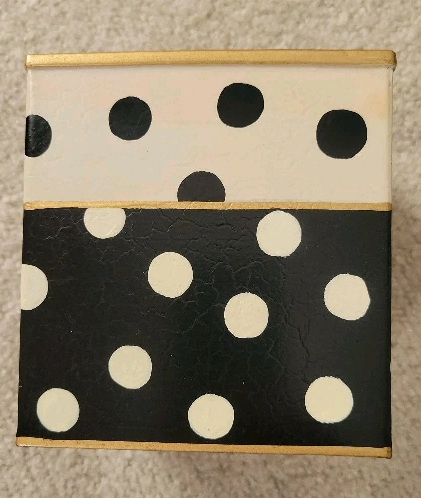 Mackenzie Childs Tissue Box Cover Dotty Polka Dot Boutique Black Cream Square | eBay