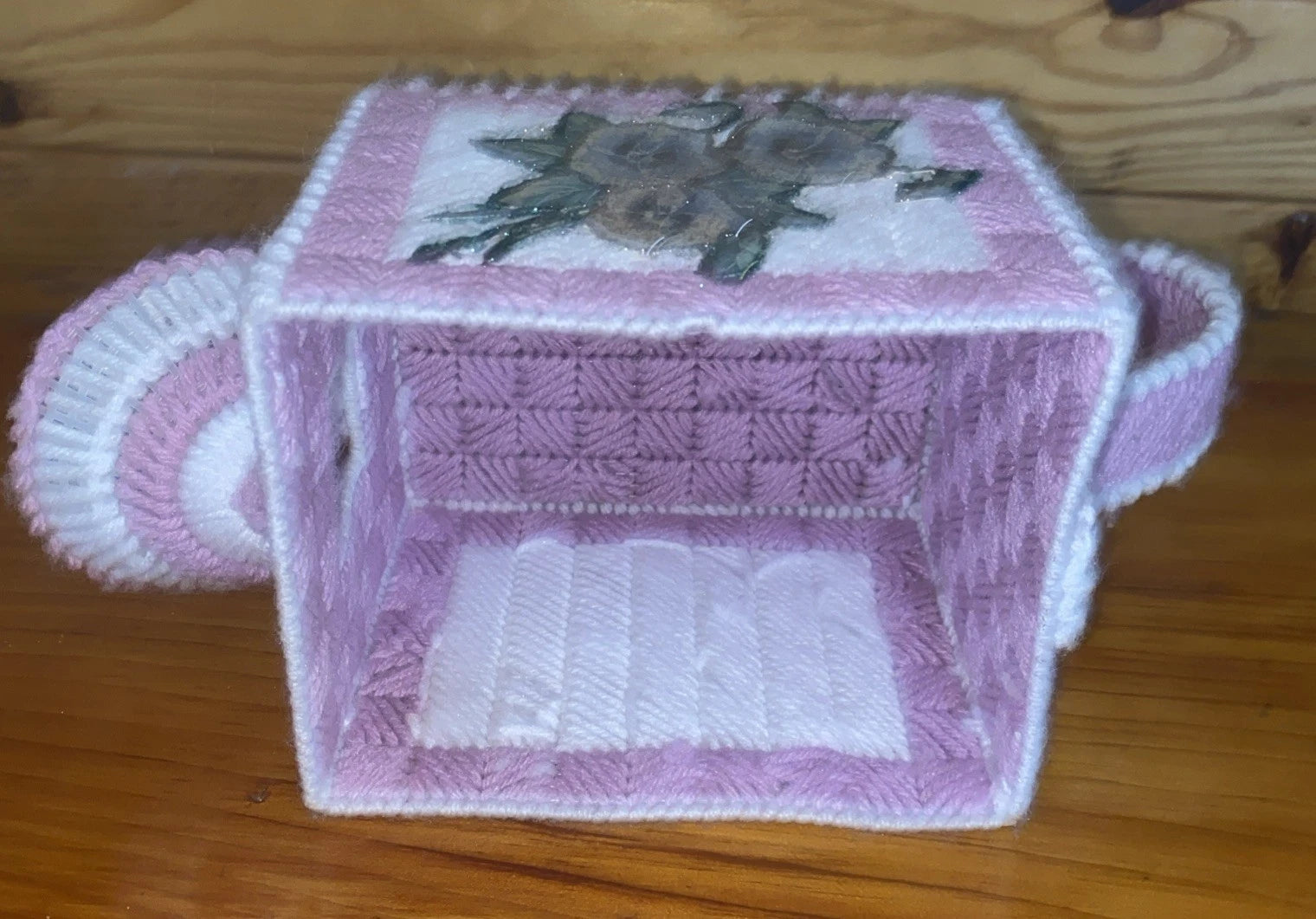 Vintage Needlepoint Kleenex Tissue Box Cover Tea Pot Hand Stitched NOS | eBay