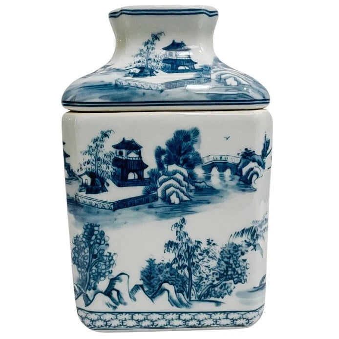 Blue & White Chinoiserie Ceramic Tissue Box Cover Chinoiserie Decor 8" | eBay