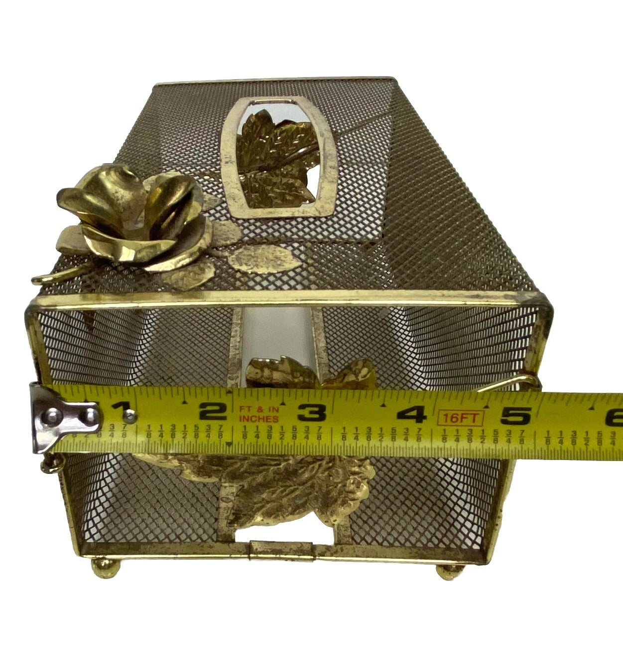 Facial Tissue Box Holder Filigree Floral Rose Wire Vanity Cover MCM Metal Mesh | eBay