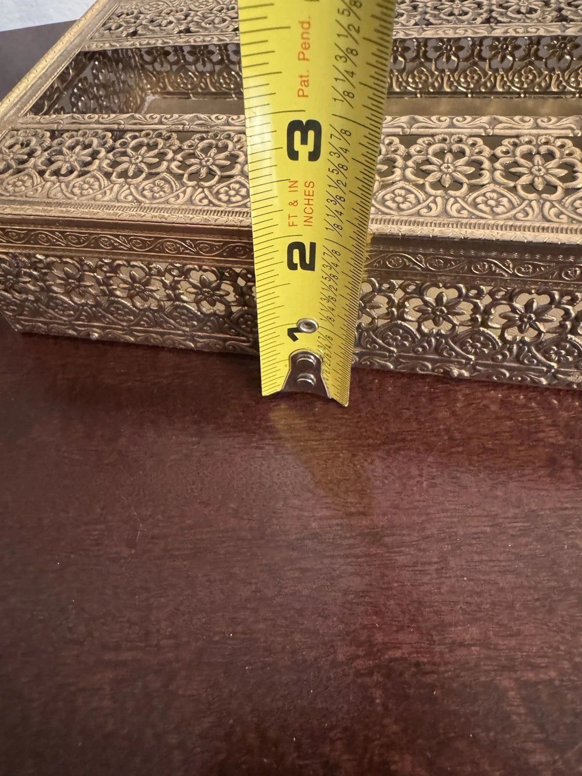 Elegant Vintage MCM Filigree Ornate Flower Gold Metal Tissue Holder Box | eBay