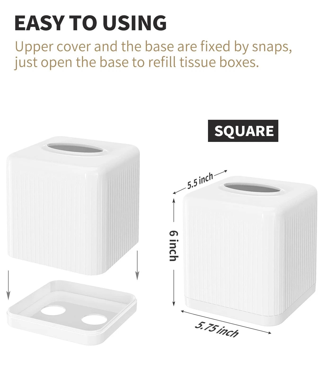 Tissue Box Cover with Base, Square Plastic Tissue Box Holder Decorative Tissu... | eBay