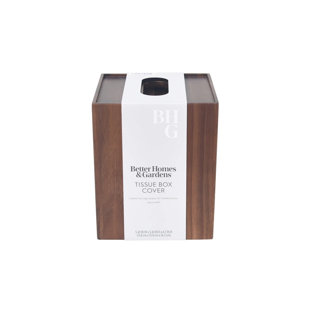 Better Homes & Gardens Acacia Wood Tissue Box Cover,10" High,Brown | eBay