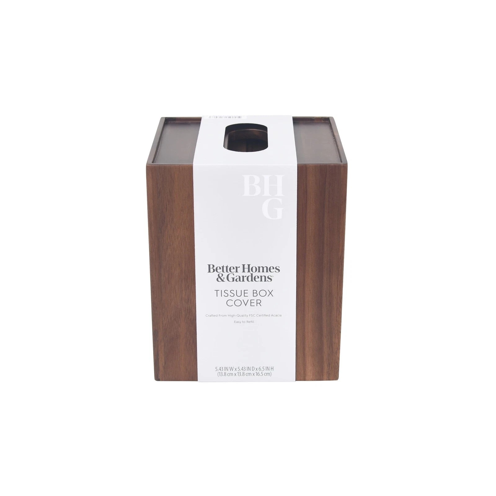 Better Homes & Gardens Acacia Wood Tissue Box Cover,10" High,Brown | eBay