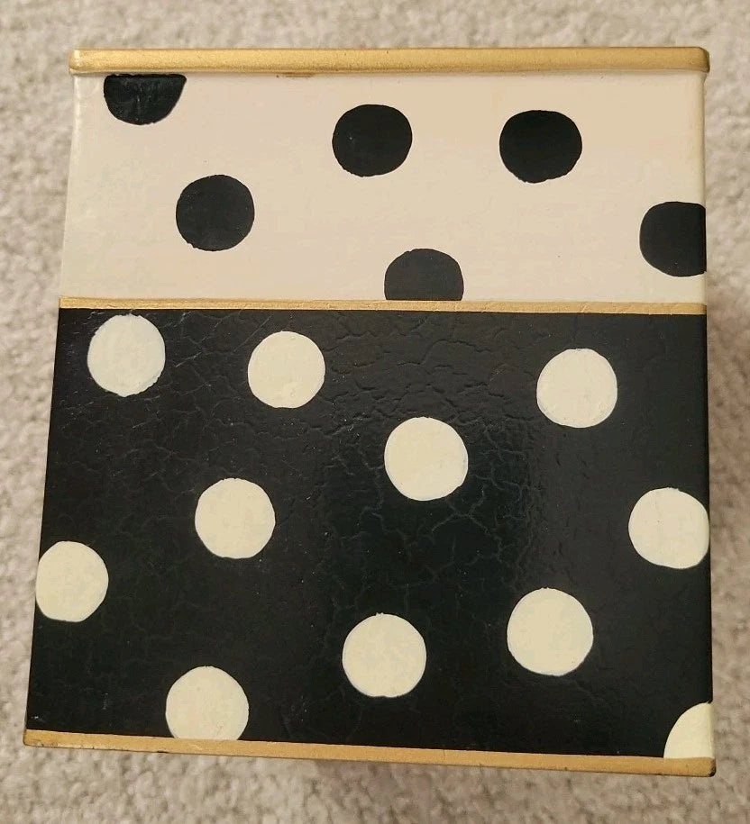Mackenzie Childs Tissue Box Cover Dotty Polka Dot Boutique Black Cream Square | eBay