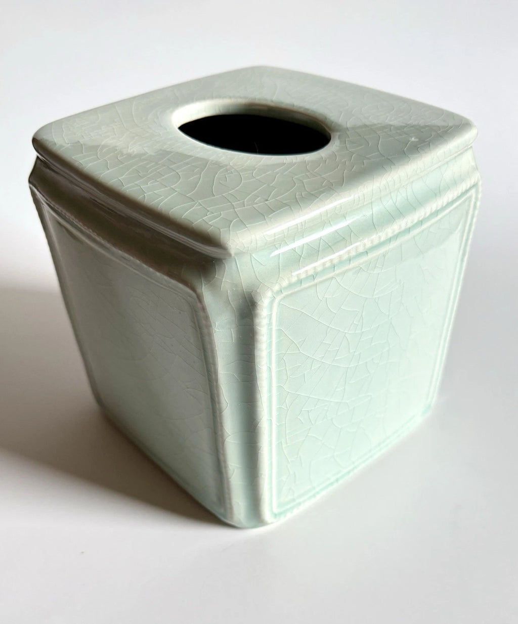 RAYMOND WAITES Ceramic Tissue Box Cover – Celadon Green Crackle Glaze – Rare | eBay