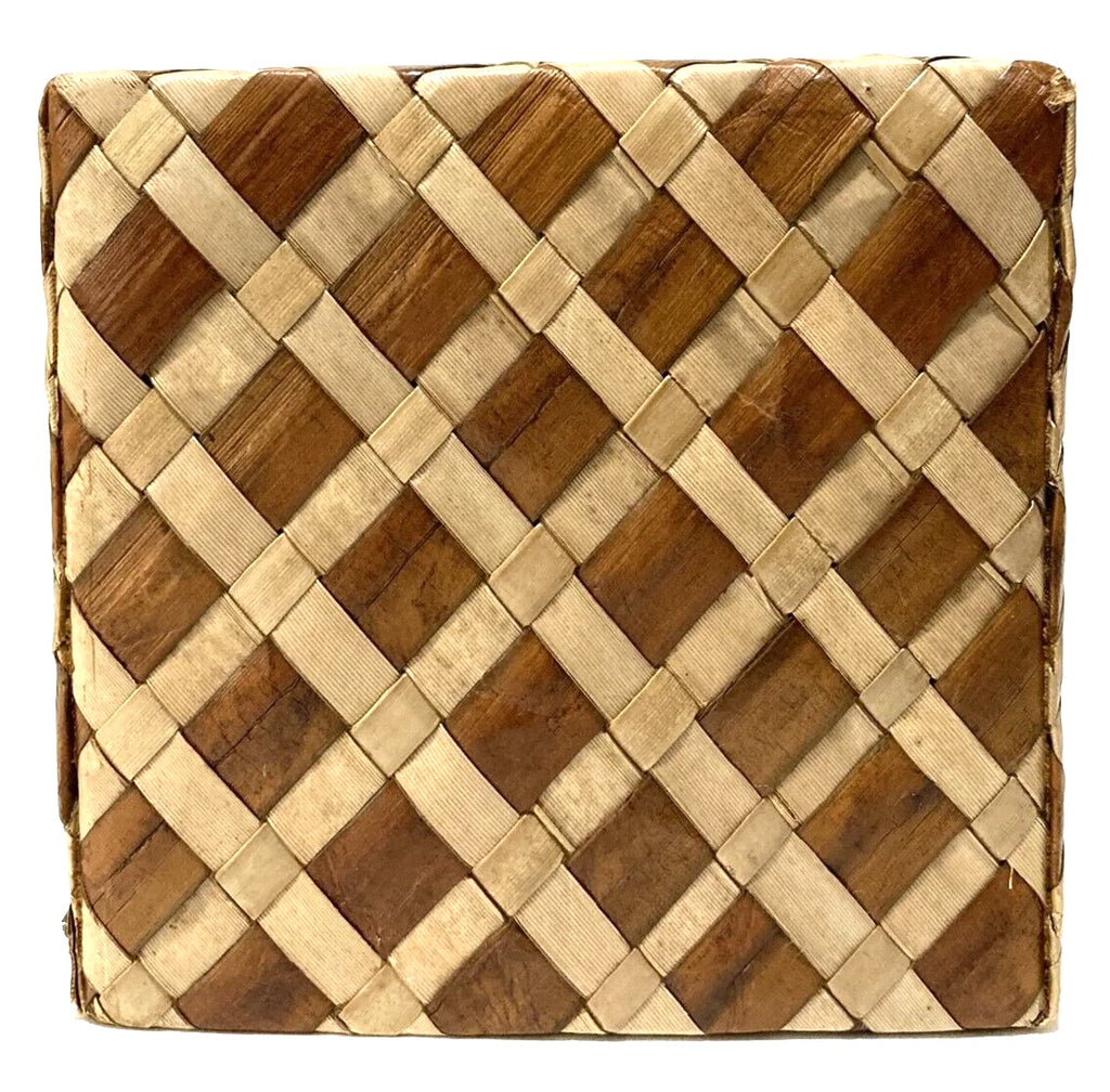 Woven Tissue Box Cover 6x6x6" Brown Tan Natural Lattice Pattern | eBay