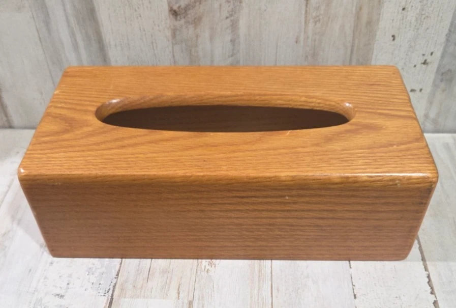 Vintage Oak Wood Tissue Box Dispenser Rectangle Retro Fits 10”x5” Kleenex Holder | eBay
