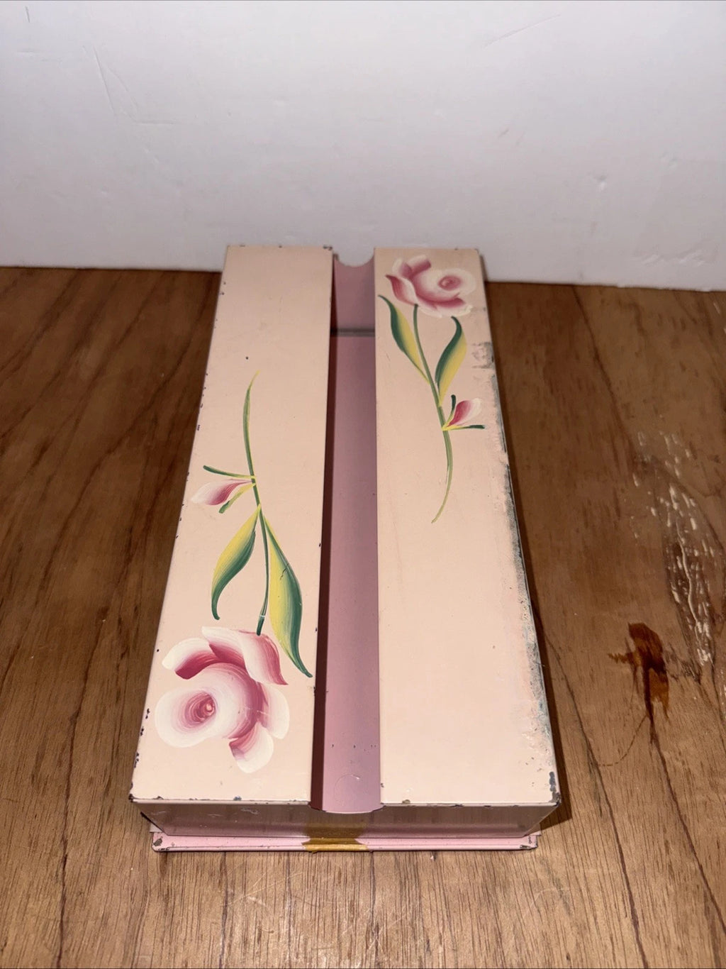 VTG Metal Pink Hand Painted Rose Wall Mount Tissue Holder/Box Holder | eBay