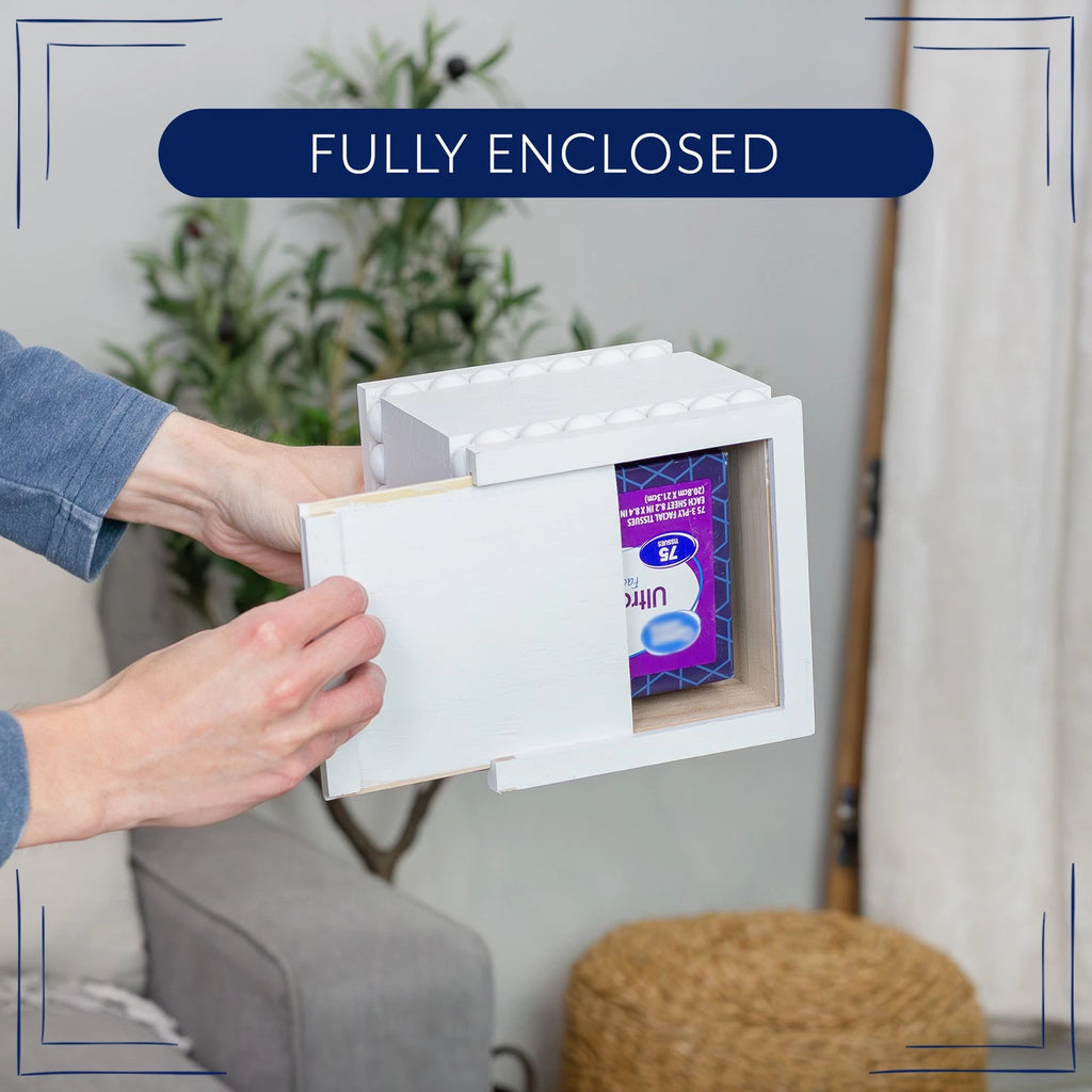 Beaded Tissue Box Cover, Square White; Rustic Farmhouse Wood Tissue Holder | eBay