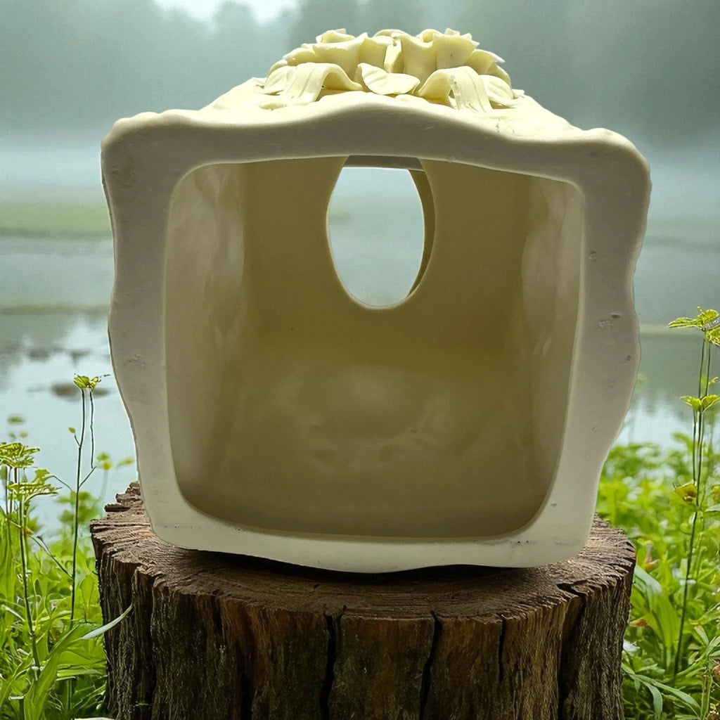 Tissue Box Ceramic Victorian Rose Cover Off-White Elegant 3-D in Ivory Flowers | eBay