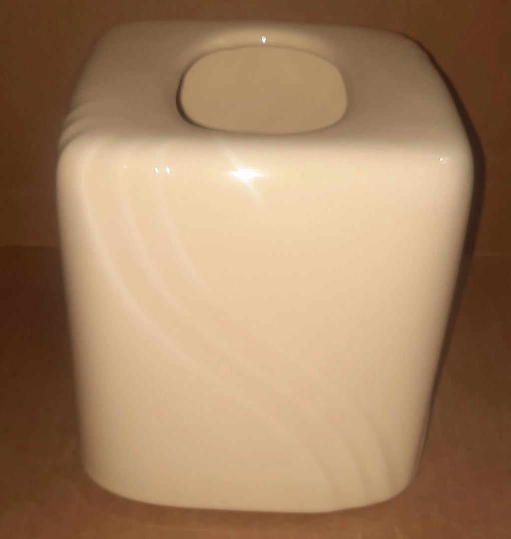 Tissue Box Cover Square Ceramic Ivory / Beige Color with Swirls | eBay