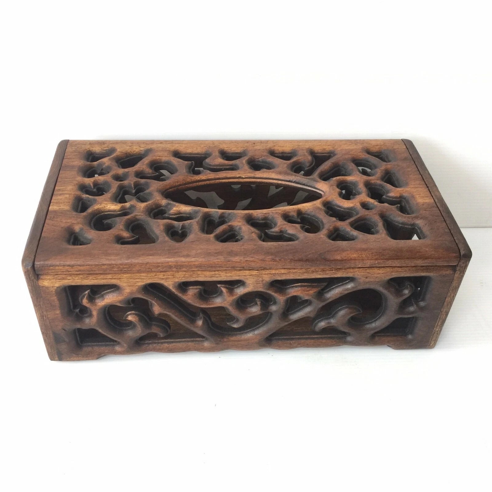 Teak Wood Wooden Tissue Box Cover Rectangular Holder Vintage Craft Decorative | eBay
