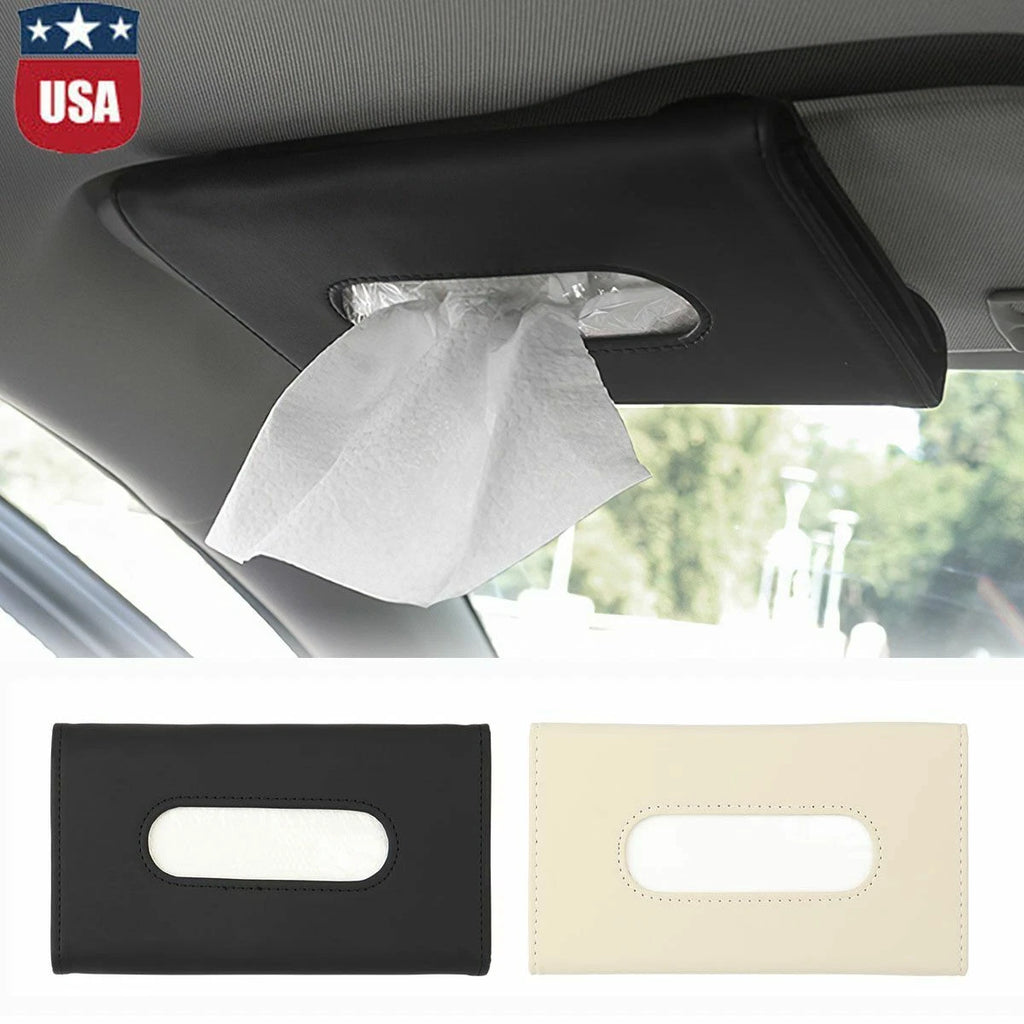 Car Tissue Box Cover Towel Sun Visor Paper Napkin Case Holder Organizer Storage | eBay
