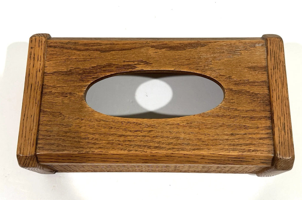 Vintage JC Penny Oak Wood Tissue Box Holder Dispenser Cover Rattan Look 80s Nice | eBay