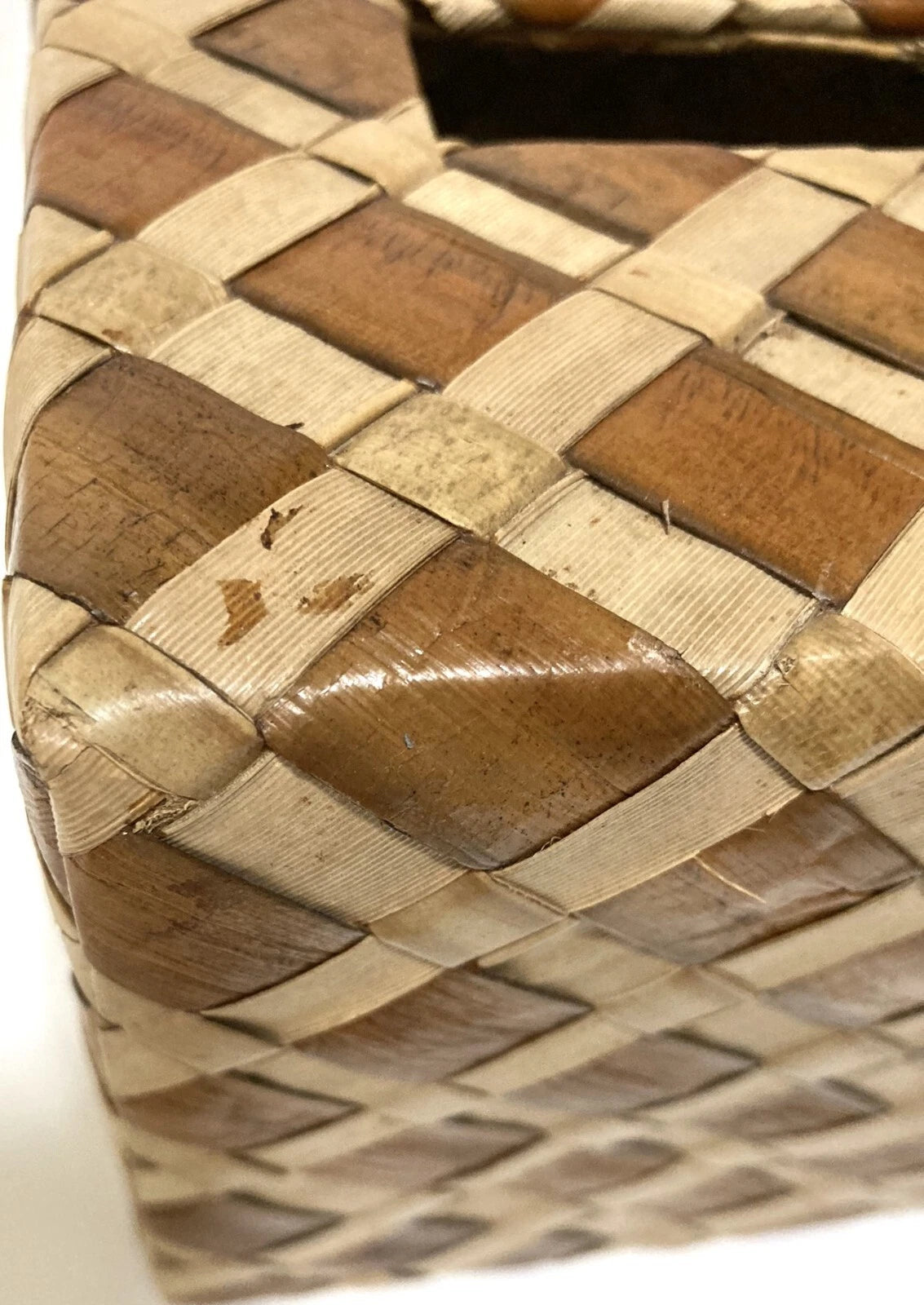 Woven Tissue Box Cover 6x6x6" Brown Tan Natural Lattice Pattern | eBay