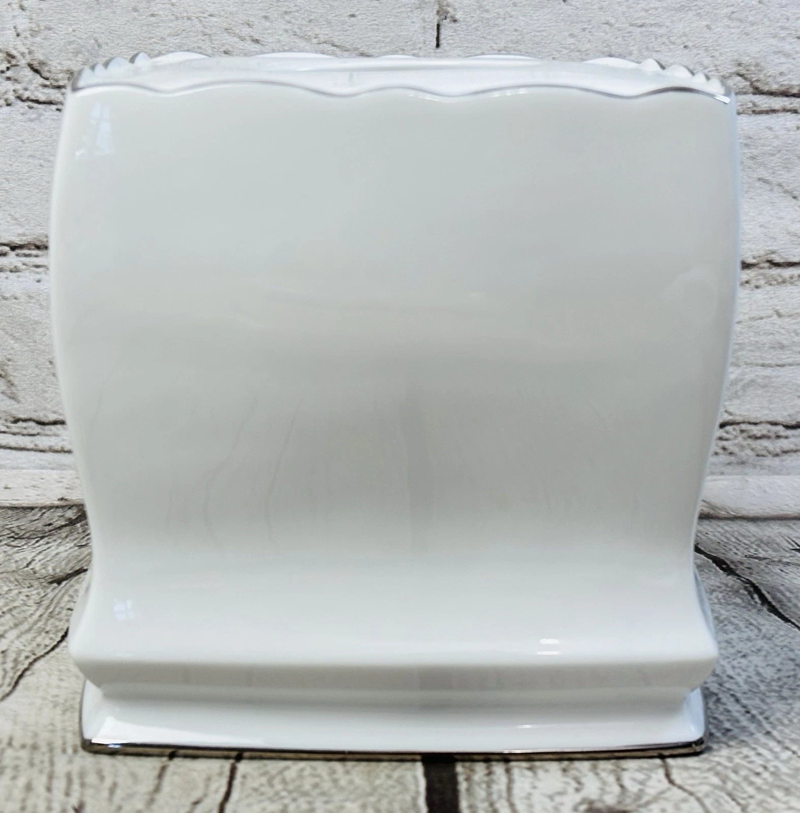 Veratex Ceramic Tissue Box Cover White Blue Roses Silver Trim Gray Leaves Mint | eBay