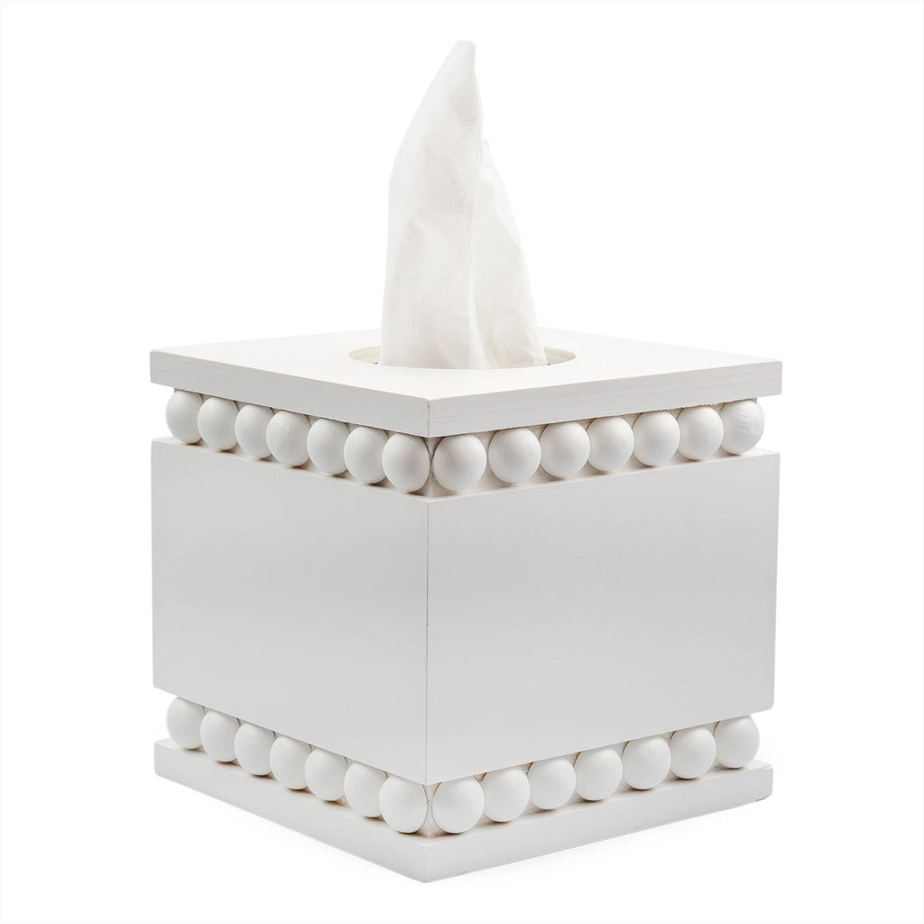 Beaded Tissue Box Cover, Square White; Rustic Farmhouse Wood Tissue Holder | eBay