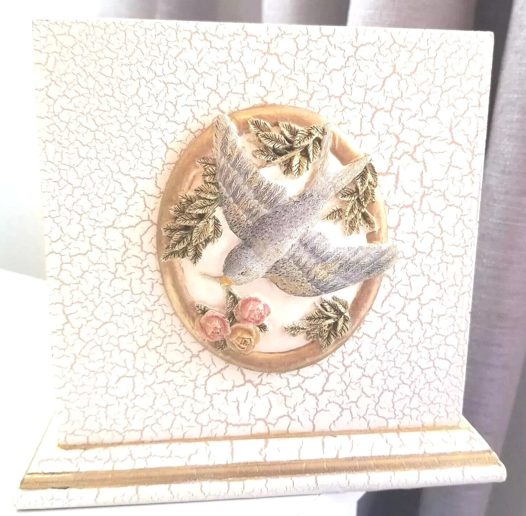 Tissue Box Cover Figi Crackled Finish Bird Medallion Square | eBay