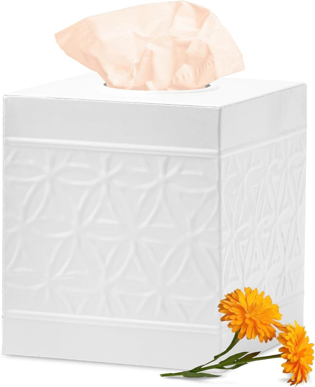 Autumn Alley White Tissue Box Cover Square, White Bathroom Accessories | eBay