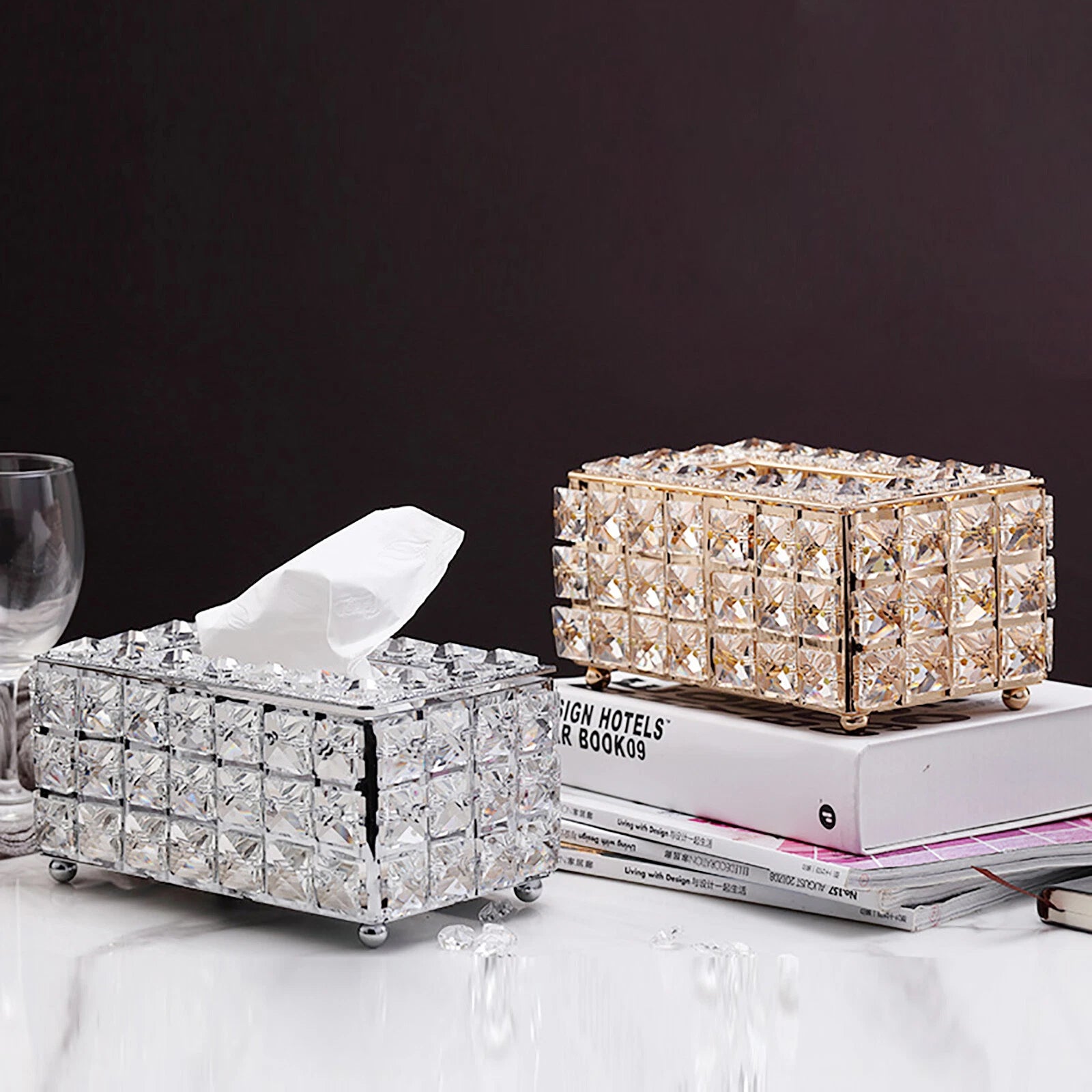 Rhinestone Rectangular Crystal Tissue Box Napkin Case Paper Tissue Holder Box US | eBay