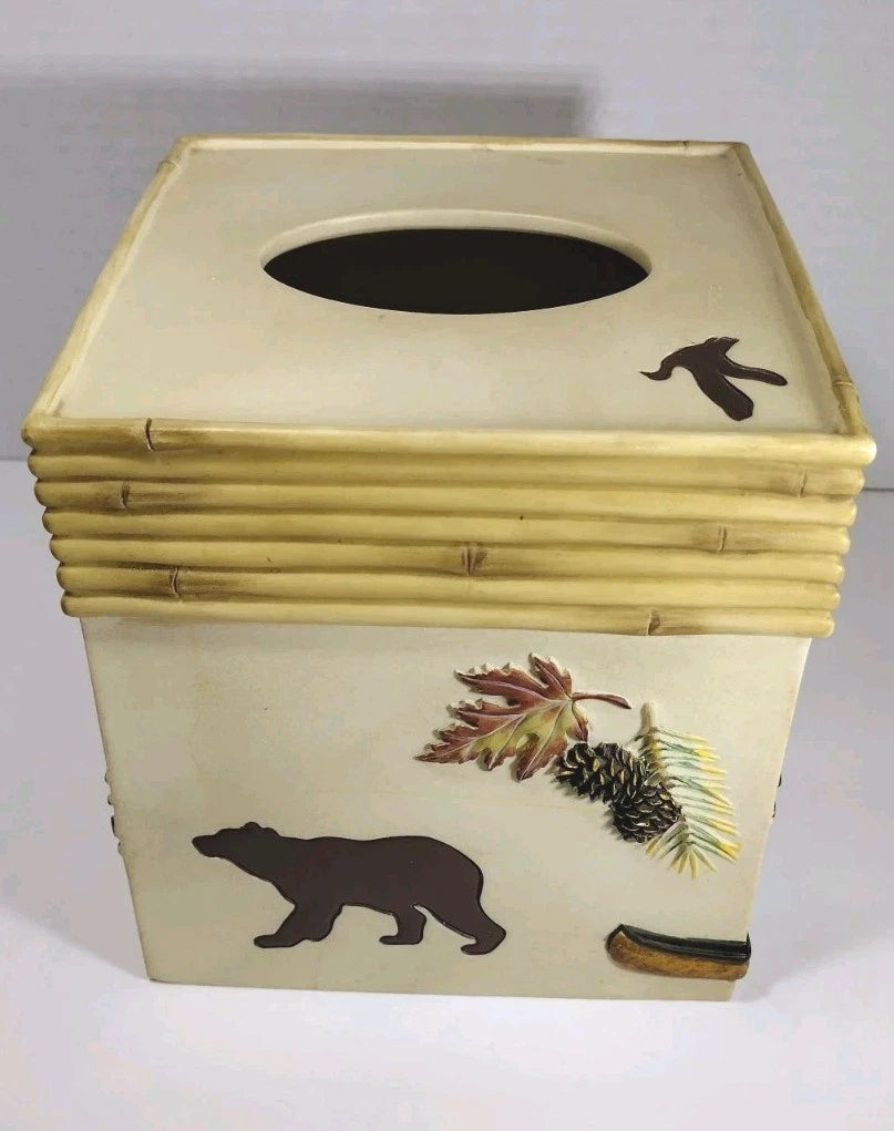 Outdoorsman Square Facial Tissue Cube Cover Bathroom Decor Accessory Cabin Lodge | eBay