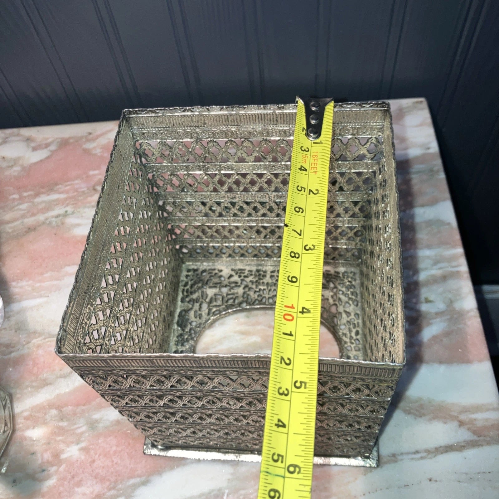 Metal Filigree Tissue Box Holder Hollywood Regency Bronze Silver Vintage | eBay