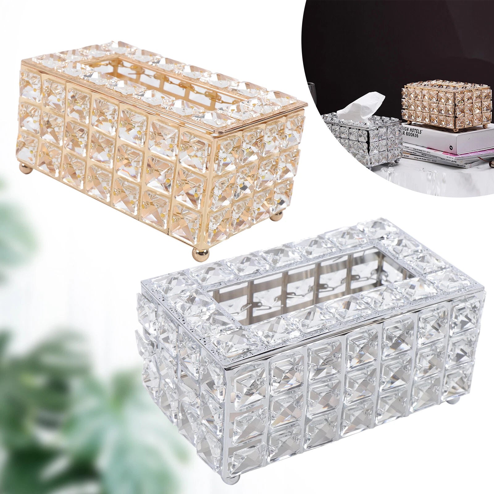 Rhinestone Rectangular Crystal Tissue Box Napkin Case Paper Tissue Holder Box US | eBay