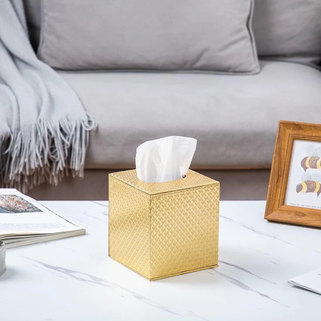 Gold Tissue Box Cover,Tissue Cover Square,Gold Square, | eBay