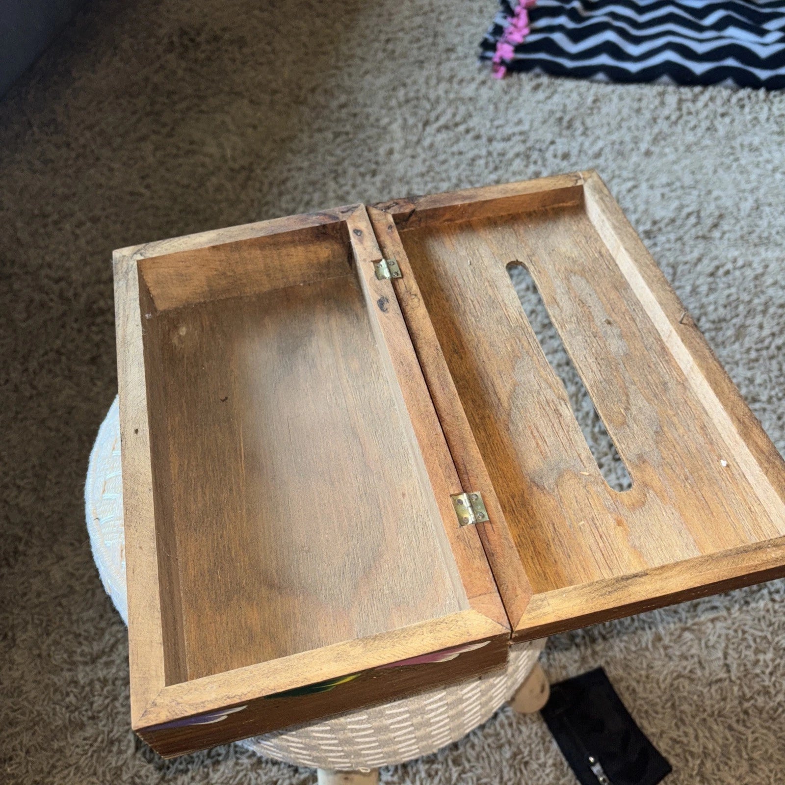 Vintage Hand Painted Wooden Tissue Box 11” x 6” | eBay