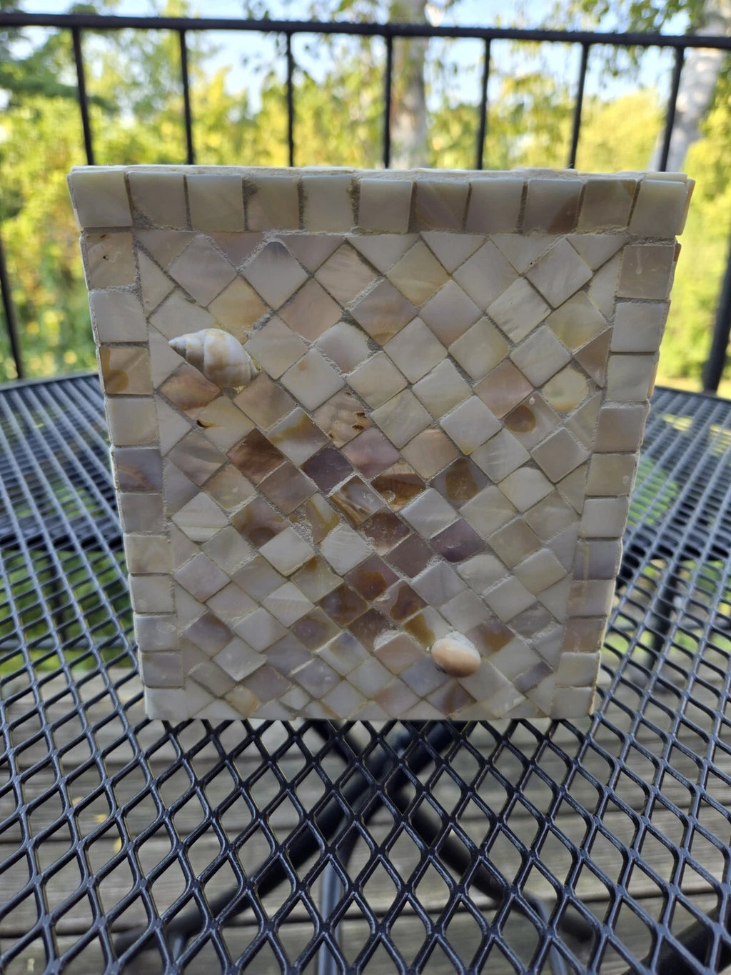 Mosaic Mother of Pearl Inlay Tissue Box Cover Small Seashells Randomly Attached | eBay