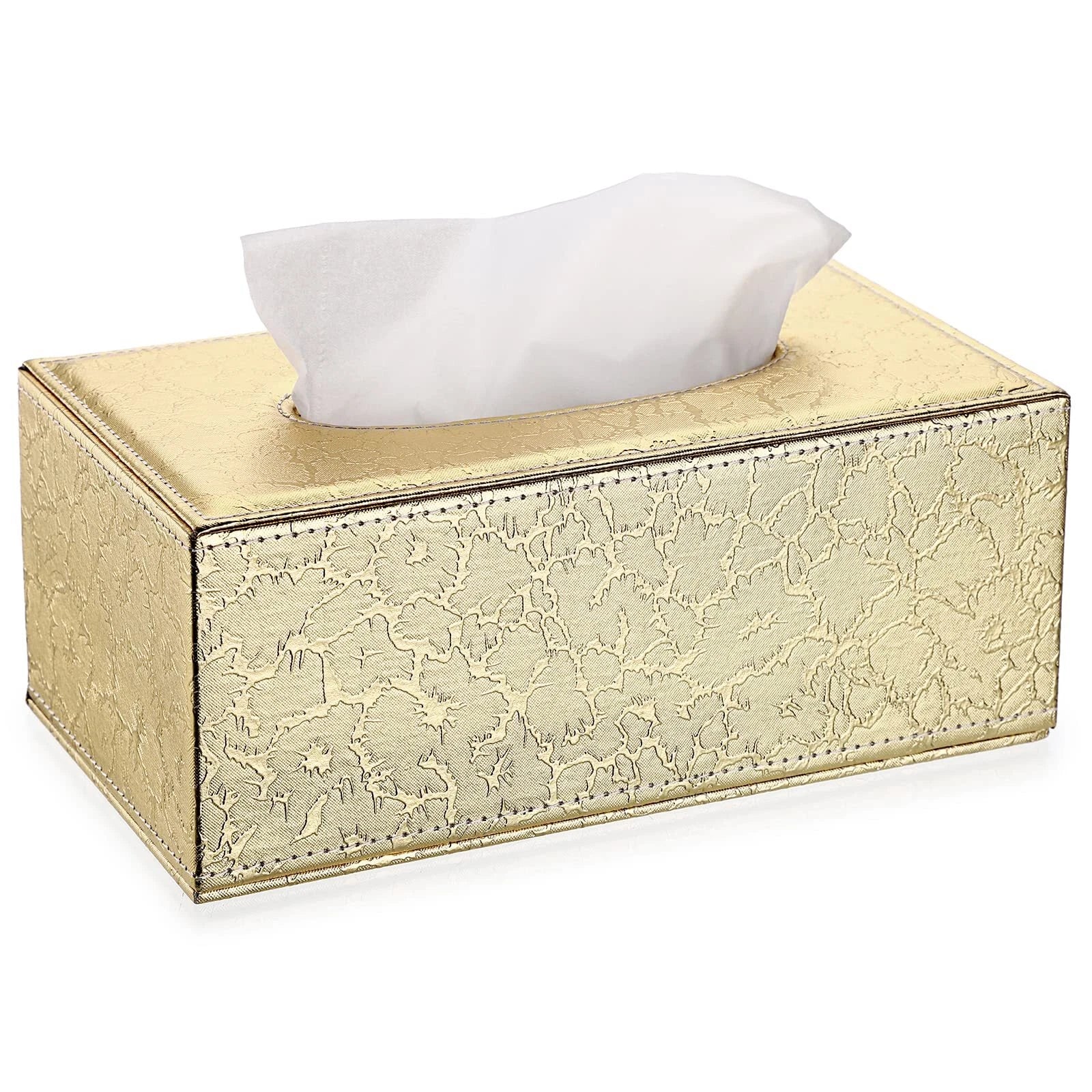 Gold Rectangular Tissue Box Cover Stylish with Magnetic Bottom for Easy Refill | eBay