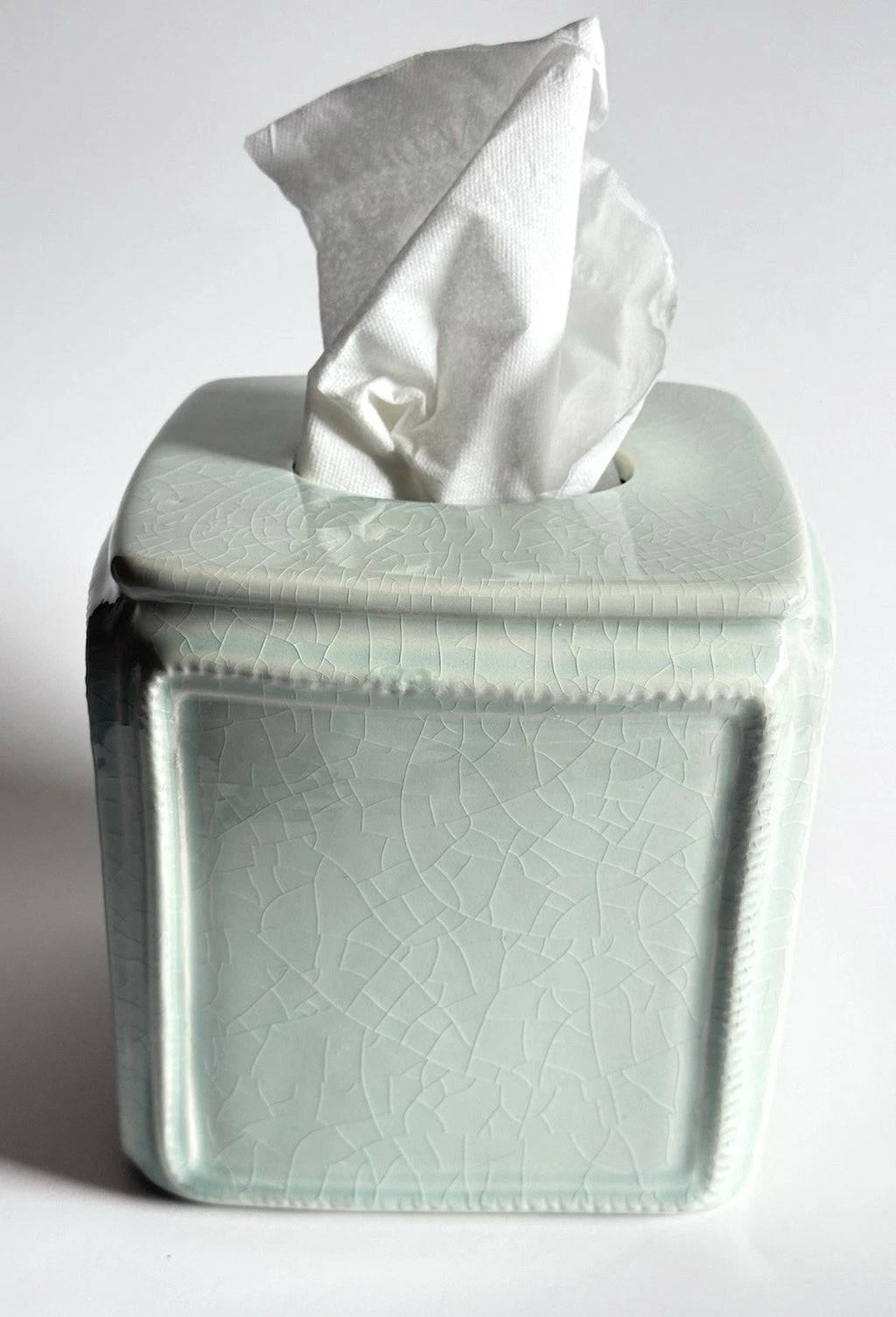 RAYMOND WAITES Ceramic Tissue Box Cover – Celadon Green Crackle Glaze – Rare | eBay