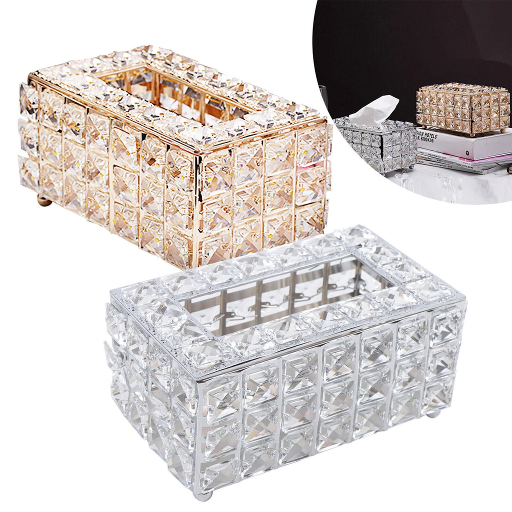 Rhinestone Rectangular Crystal Tissue Box Napkin Case Paper Tissue Holder Box US | eBay