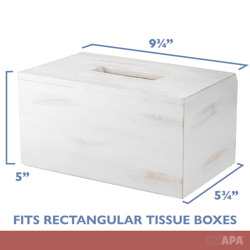Ilyapa Wood Tissue Box Cover Rectangular - Rustic Farmhouse White Wooden | eBay
