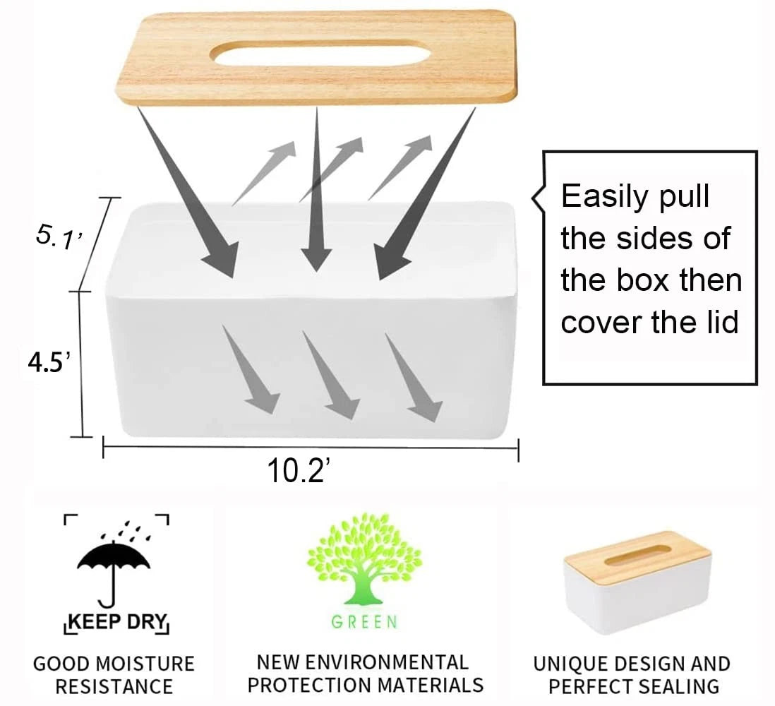 Wood Tissue Box Cover Gloves Box Holder Wooden Rectangular Tissue Box Holder ... | eBay