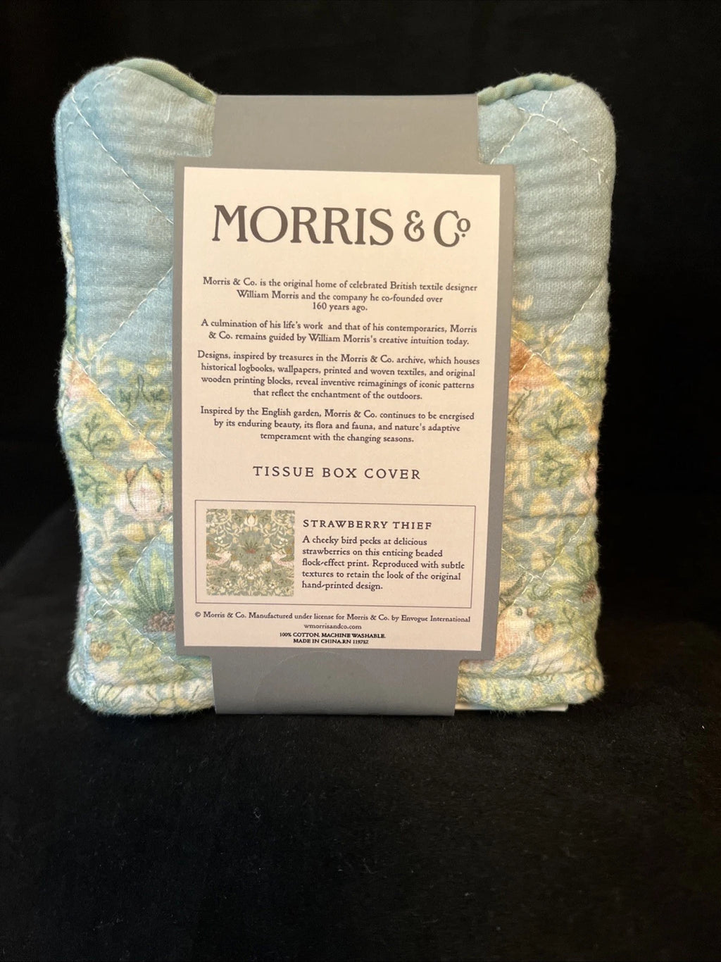Morris & Co Tissue Box Cover Square Quilted Cotton Fabric Cloth Strawberry Thief | eBay